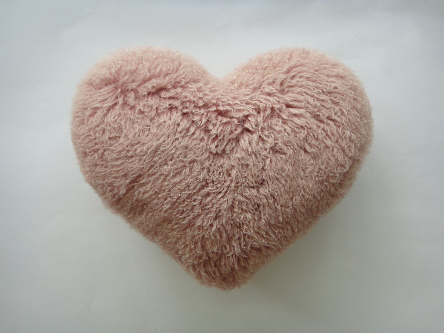 Long Wool Curly Double Sided Heart Cushion