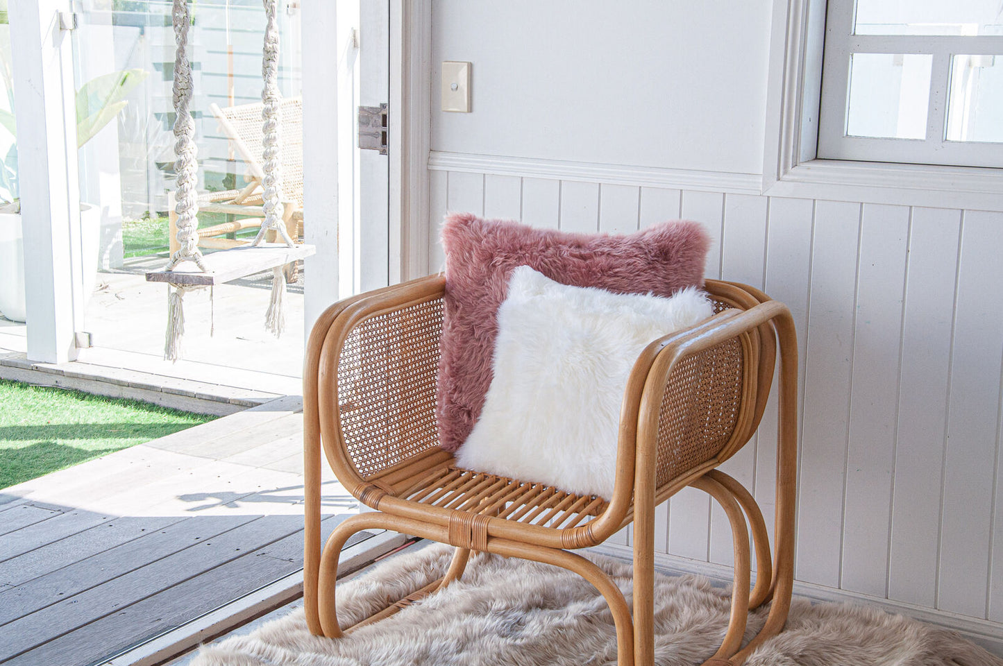 Long Wool Cushion with Polyester Fill