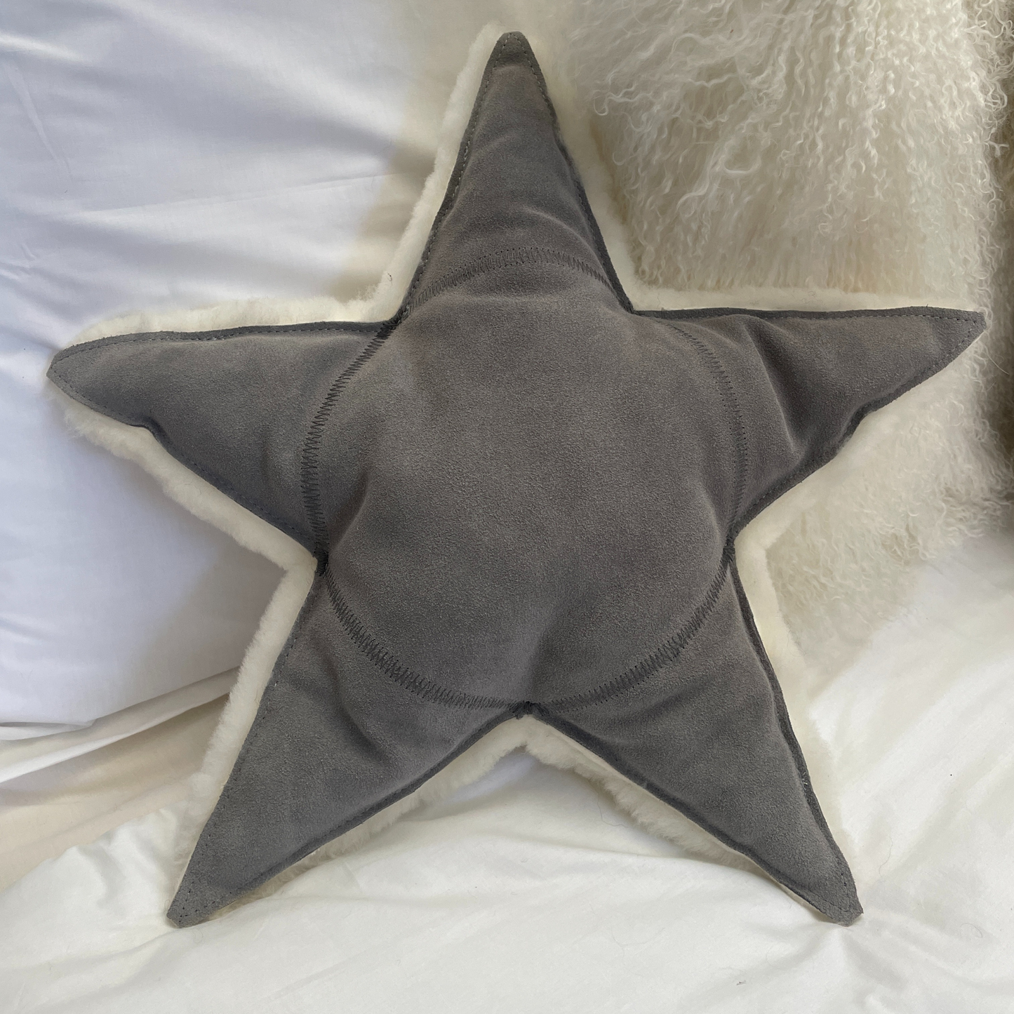 Shorn Sheepskin Star Cushion