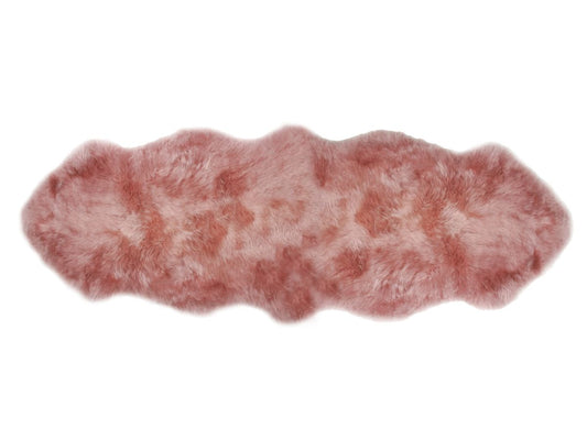 Long Wool Double Rug - Dark Rose
